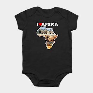 I Love Africa Wildlife Collage Map Baby Bodysuit